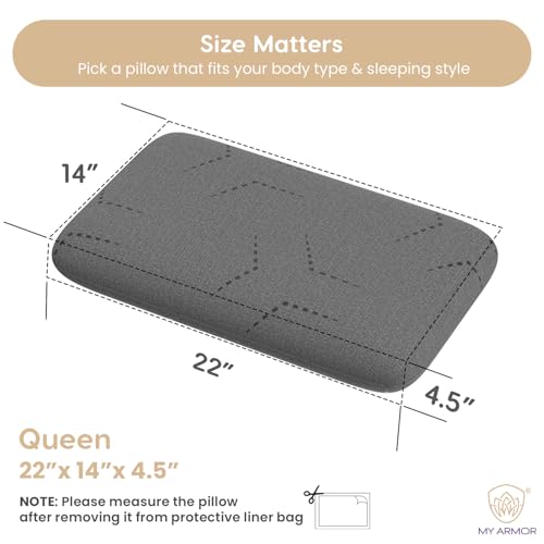 MY ARMOR Ventilated Cool Gel Memory Foam Pillow, Orthopedic Pillows for Neck Pain Relief, Queen Size - 4.5 Inch Thickness with Grey Colour Removable Pillow Cover - Pack of 1 - Image 5