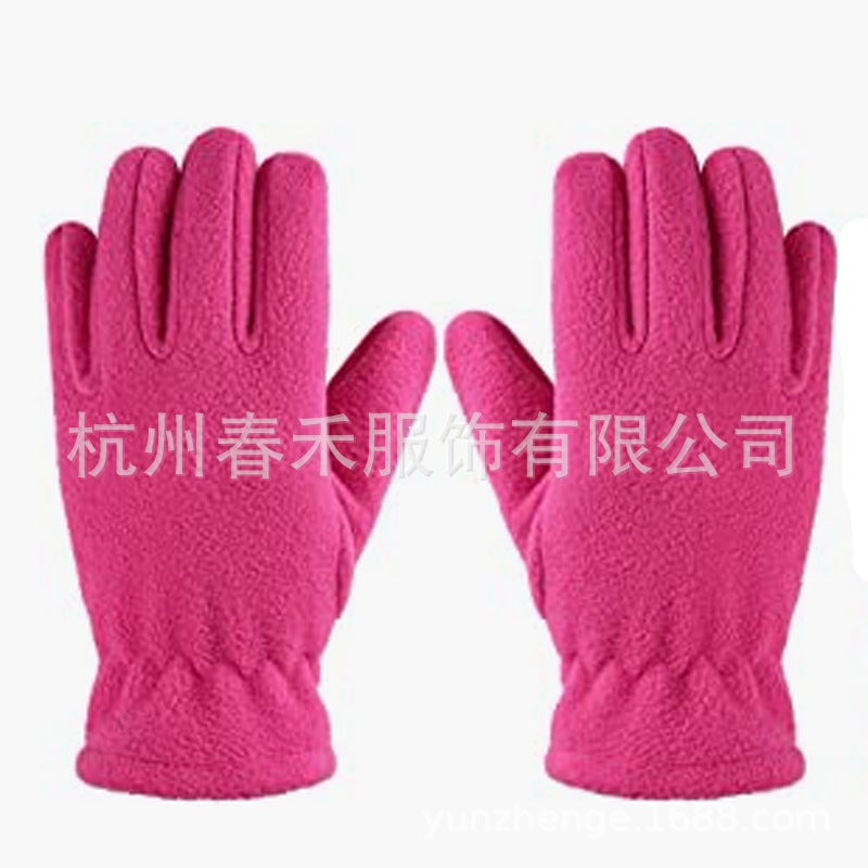 Kids Fleece Gloves 5-Finger Winter Wholesale Rose Red 