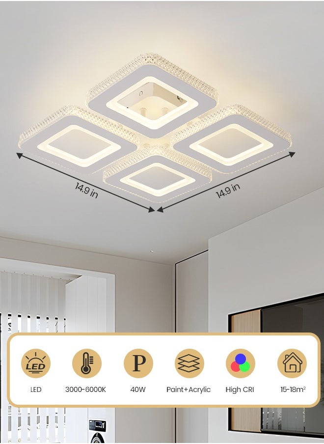 Modern LED Ceiling Light, 3-Square Design, 40W Flush Mount, Remote-Controlled Dimmable Lighting (3000K-6000K), White Acrylic Fixture for Bedrooms, Living Rooms, and Dining Areas (15-18㎡) - pzsku/ZBF40F83AE1346BA4319FZ/45/_/1732253648/99be22b4-5a68-4b36-ae76-3e47f354c654