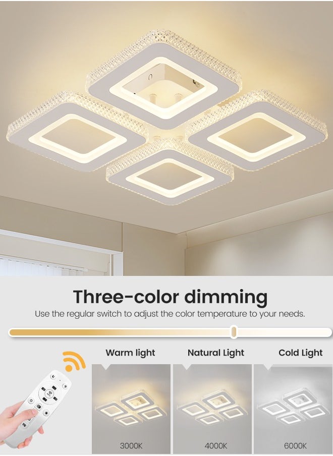 Modern LED Ceiling Light, 3-Square Design, 40W Flush Mount, Remote-Controlled Dimmable Lighting (3000K-6000K), White Acrylic Fixture for Bedrooms, Living Rooms, and Dining Areas (15-18㎡) - pzsku/ZBF40F83AE1346BA4319FZ/45/_/1732253649/352e0a13-899a-4b46-8e3c-c392010013ea