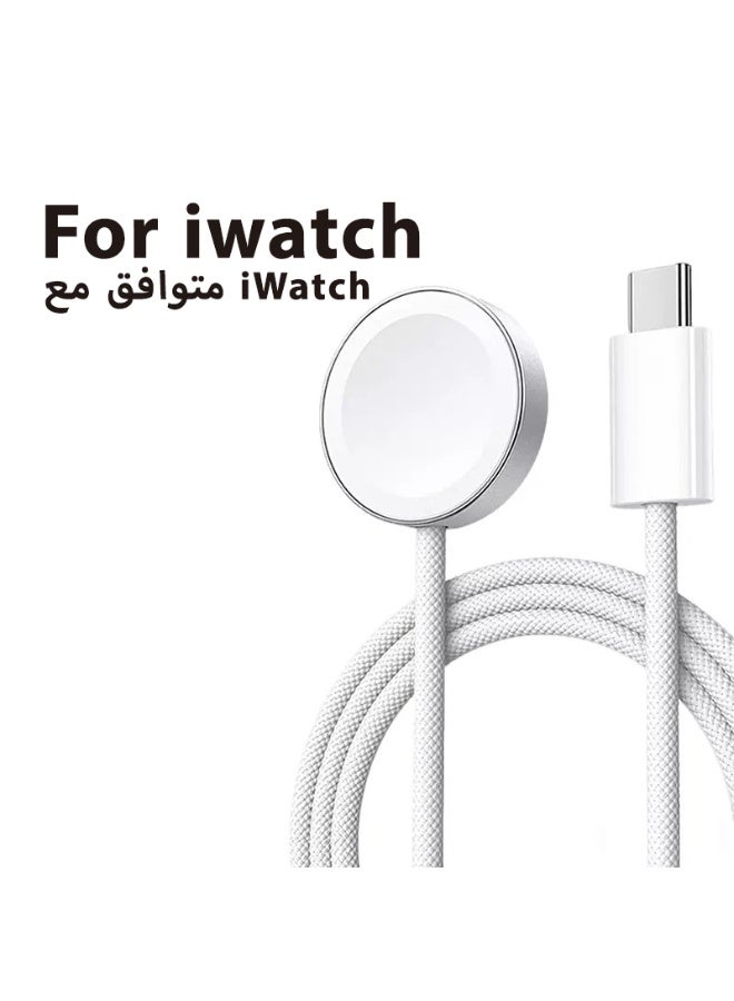 ESCASE Fast 5W for Apple Watch Charger USB C Fast Charging iWatch Charger Magnetic Wireless, Nylon Braided Cord, Prevents Bending and Cracking, Compatible with iWatch Ultra 3/2/1, Series 11/10/9/8/7/6/5/4/3/2/1, SE 3/2/1 - Image 2