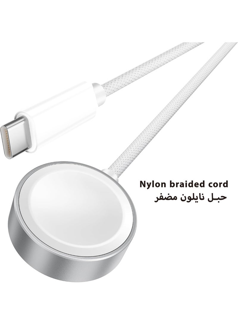 ESCASE Fast 5W for Apple Watch Charger USB C Fast Charging iWatch Charger Magnetic Wireless, Nylon Braided Cord, Prevents Bending and Cracking, Compatible with iWatch Ultra 3/2/1, Series 11/10/9/8/7/6/5/4/3/2/1, SE 3/2/1 - Image 1