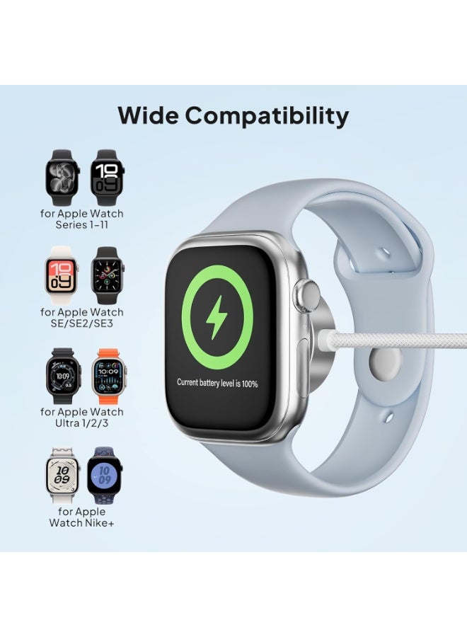 ESCASE Fast 5W for Apple Watch Charger USB C Fast Charging iWatch Charger Magnetic Wireless, Nylon Braided Cord, Prevents Bending and Cracking, Compatible with iWatch Ultra 3/2/1, Series 11/10/9/8/7/6/5/4/3/2/1, SE 3/2/1 - Image 3