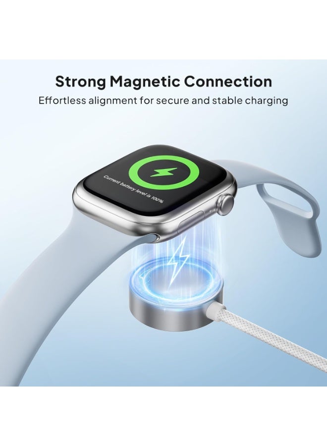 ESCASE Fast 5W for Apple Watch Charger USB C Fast Charging iWatch Charger Magnetic Wireless, Nylon Braided Cord, Prevents Bending and Cracking, Compatible with iWatch Ultra 3/2/1, Series 11/10/9/8/7/6/5/4/3/2/1, SE 3/2/1 - Image 5