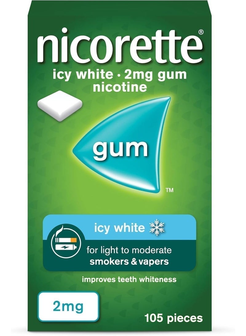 نيكوريت علكة النيكوتين أبيض ثلجي 2 ملجم 105 قطعة - Image 1