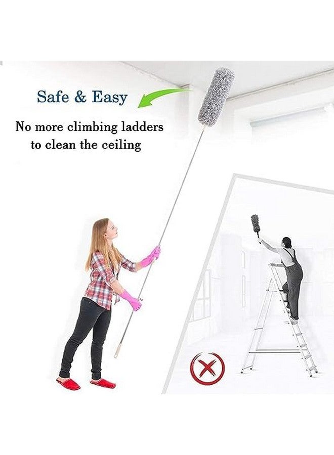 TECH LOGO ELECTRONICS Feather Duster for for Home Cleaning Wall Spider Web Cleaning Stick with 100 Inch Long Handle Ceiling Fan Cleaner Brush Roof Cleaning Brush Adjustable Long Broom Stick - Image 5