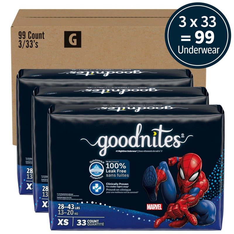 Goodnites Nighttime Bedwetting Underwear, Boys' XS (28-43 lb.), 99 Ct (3 Packs of 33), Packaging May Vary - Image 2