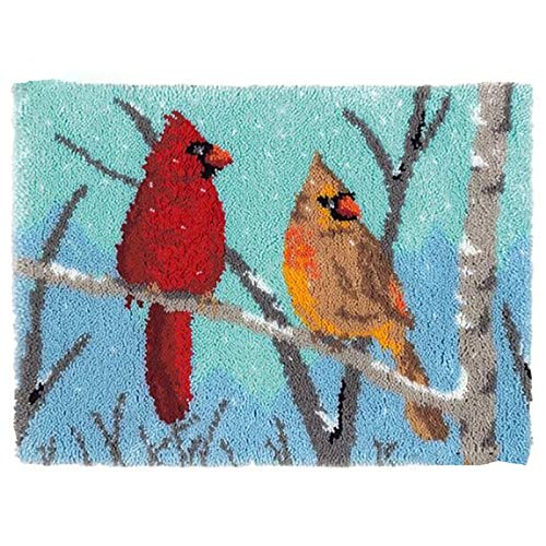 ZFFLYH Latch Hook Kits Rug, Cardinal Crocheting Carpet Rug with Printed Canvas for Kids Adults Beginners, 20.5X15 Inch 2 - Cardinal - Image 1