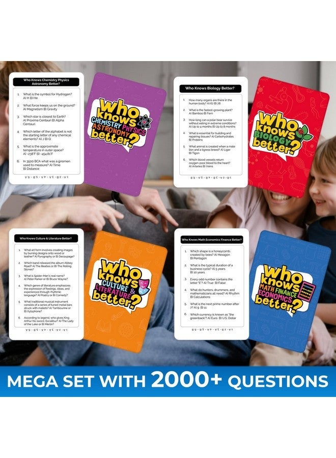 QUOKKA Board Games for Kids 8-12 and Family - Set of 4 Who Knows It Better? - 2000+ Questions Across Biology, Culture, STEM and Math - Educational Trivia Cards for Learning and Game Night - Image 3