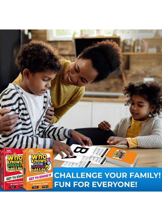 QUOKKA Board Games for Kids 8-12 and Family - Set of 4 Who Knows It Better? - 2000+ Questions Across Biology, Culture, STEM and Math - Educational Trivia Cards for Learning and Game Night - Image 4