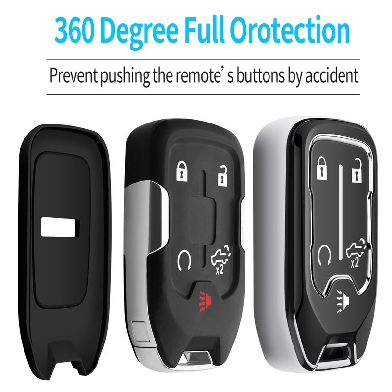 Tukellen for Chevy Key Fob Cover Soft TPU Full Protection Key Shell Key Case Compatible with 2017-2024 Chevrolet Silverado Suburban Tahoe GMC Acadia Sierra Terrain Yukon (Silver, 5 Button) - Image 4