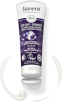 lavera Good Night 2in1 Hand Cream and Mask natural cosmetics vegan certified organic grape organic shea butter 75ml white - Image 2