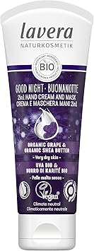 lavera Good Night 2in1 Hand Cream and Mask natural cosmetics vegan certified organic grape organic shea butter 75ml white - Image 1
