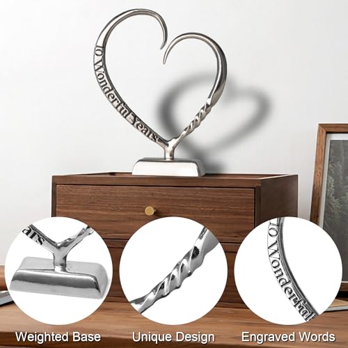 BESZONE 10 Year Anniversary Tin Gifts for Her Him Gift 10th Wedding Anniversary for Couples Wife Husband Men, Hand Forged Tin Aluminum Heart Art Keepsake Home Decor Artwork - Image 4