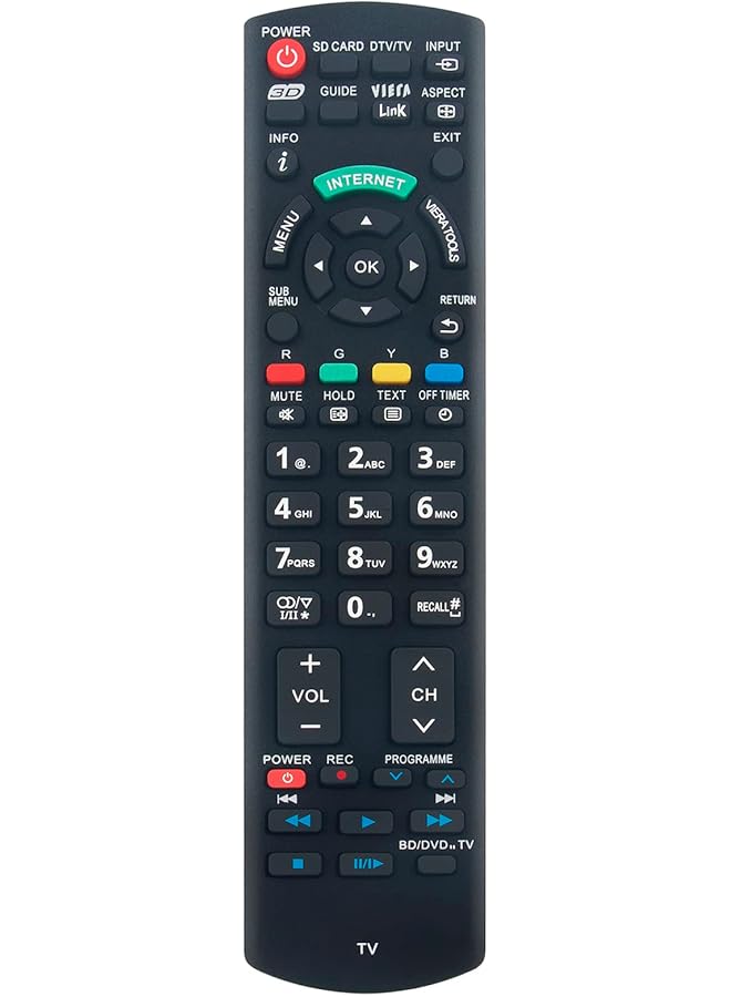The Bros N2QAYB000603 Replacement Remote fit for Panasonic Viera LCD TV TH-P42U30D TH-P46U30V TH-P42U30K TH-P50U30D TH-P42U30M TH-P50U30K TH-P42U30P TH-P50U30M TH-P42U30Q TH-P50U30P TH-P42U30T - Image 1