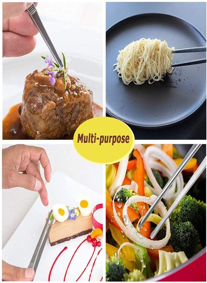 AMERTEER 2 PCS 12 Inch Stainless Steel Tweezer Tongs - Image 5