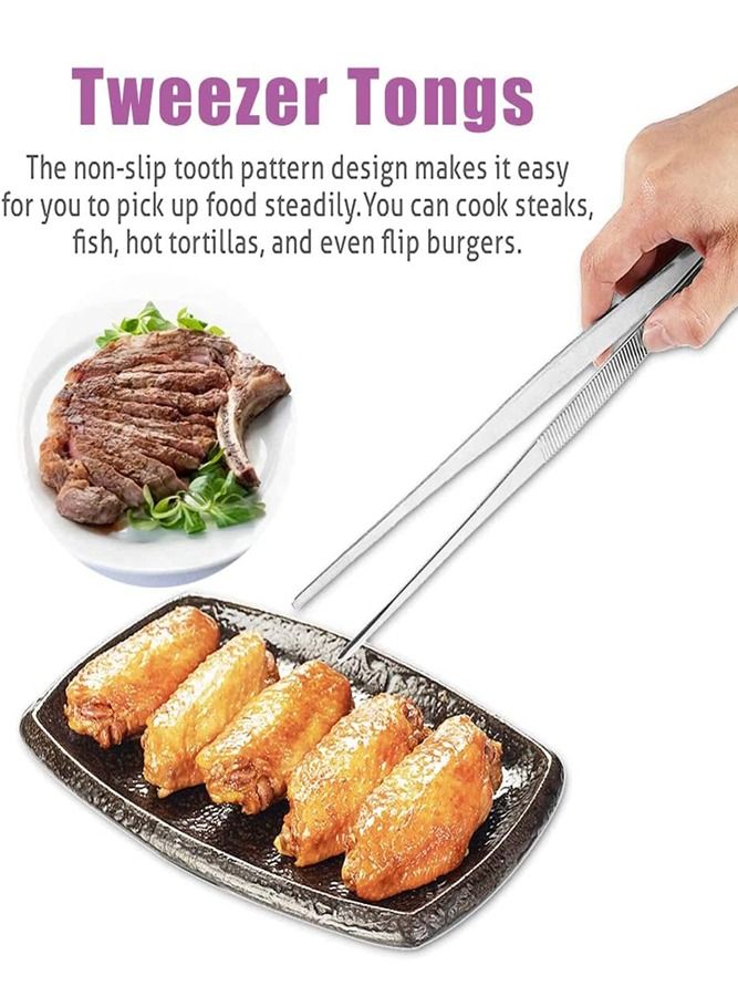AMERTEER 2 PCS 12 Inch Stainless Steel Tweezer Tongs - Image 4