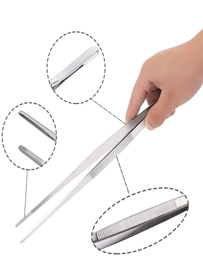 AMERTEER 2 PCS 12 Inch Stainless Steel Tweezer Tongs - Image 3