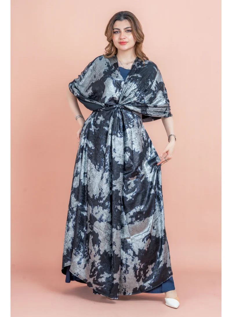 IKKXA Shimmer Wrap Design Elegant Jalabiya IK1050 Blue