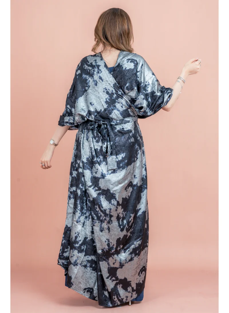 IKKXA Shimmer Wrap Design Elegant Jalabiya IK1050 Blue