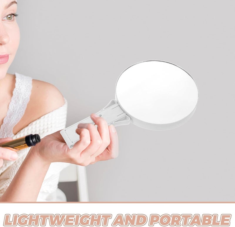 Cabilock Double Sided Handheld Makeup Mirror with Handle 20x Magnification Small Folding Abs Portable Travel Tabletop Cosmetic Mirror for Precise Beauty Application - Image 3