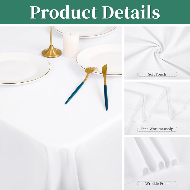 FXKS 4 Pack White Polyester Tablecloth 60 x 102 inch Rectangle Table Cloth for 6 Feet Rectangle Tables,Stain and Wrinkle Resistant Washable Polyester Table Cover for Wedding Parties Banquet Kitchen - Image 4
