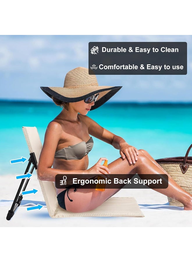HI-FINE 2 Pack Foldable Seat for Poolside Chairs, Portable Outdoor Poolside Chairs for Edge of Pool, Beach Chair, SwimmingPool Accessories,Pool Seats for Edge,Beach Camping Picnic Lawn Accessories-Light Beige - Image 5