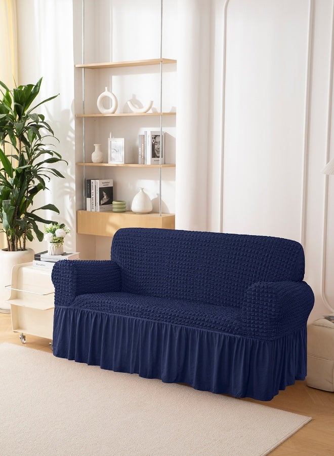 ايست من نون غطاء أريكة قابل للتمدد 3D فقاعات، قماش ناعم - رائع لحماية الأثاث - مقعدين (140-180 سم) - لون أزرق بحري - Image 2