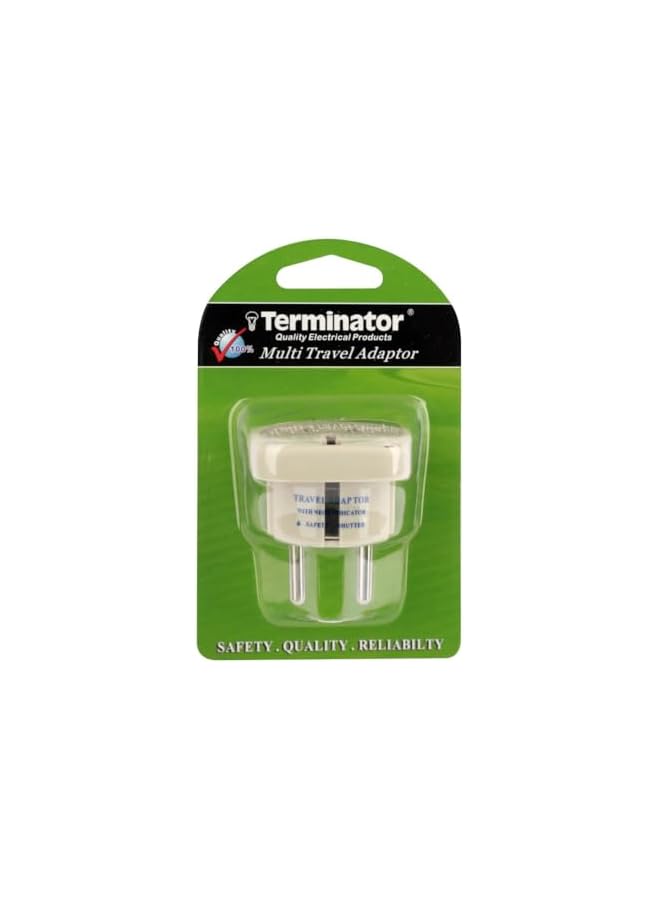Terminator Terminator Multi Travel Adaptor Suchko To Universal Power Adapter UK/US/AU to EU Converter With Shutter & Indicator (TL15)  - Image 2
