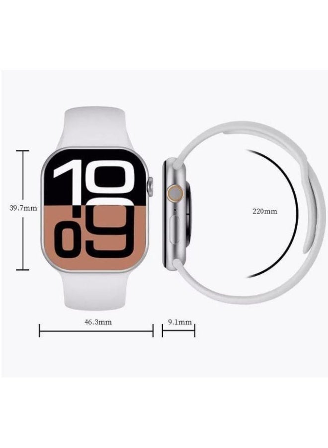 W&O X10 Series 10 Wearfit Pro Smart Watch 2.2 Inch SUPER AMOLED Screen Unlock AI Chat GPT GPS NFC Bluetooth V5 Call Wireless Charger - Silver - Image 5