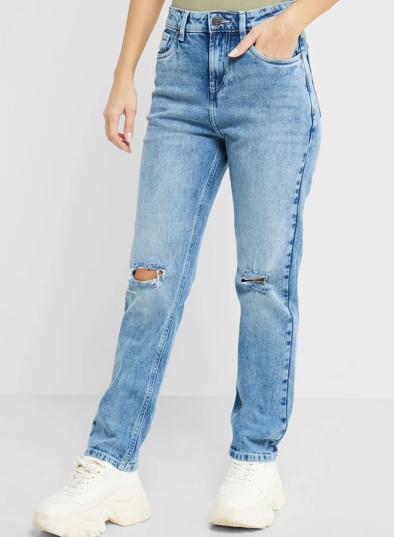 Ginger Bleached Distressed Slim Fit Jeans