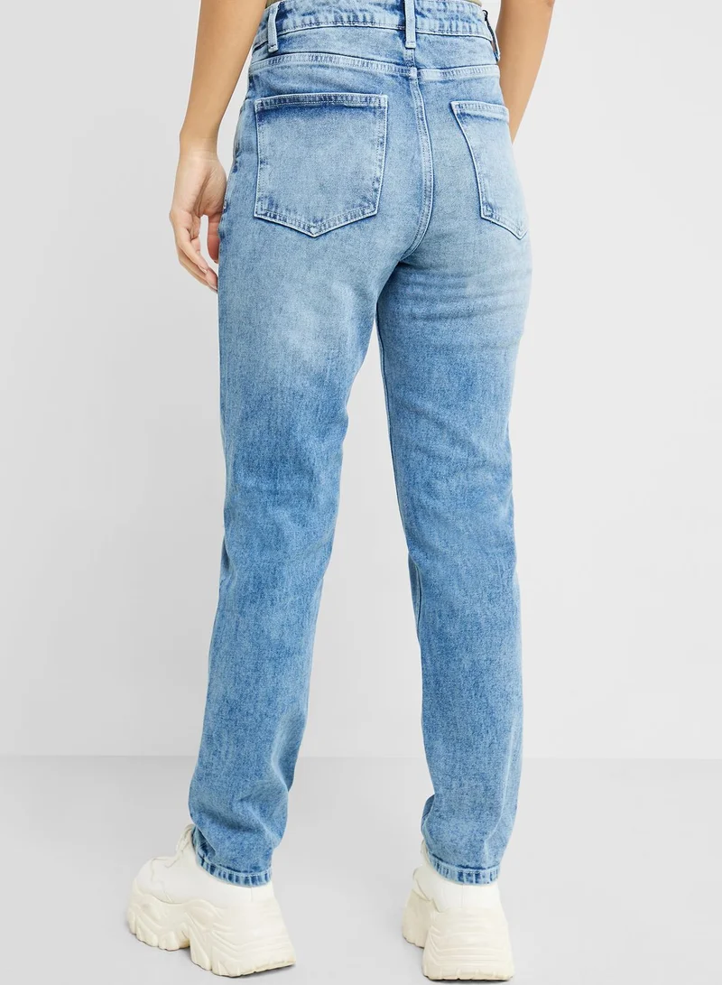 Ginger Bleached Distressed Slim Fit Jeans