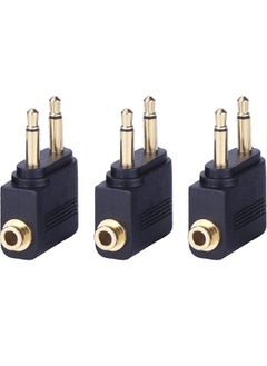 eBoot Airplane Airline Flight Adapters for Headphones (3 Pack, Golden Plated)
