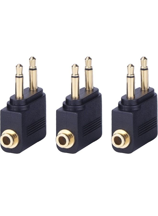 eBoot - eBoot Airplane Airline Flight Adapters for Headphones (3 Pack, Golden Plated) - Image 1