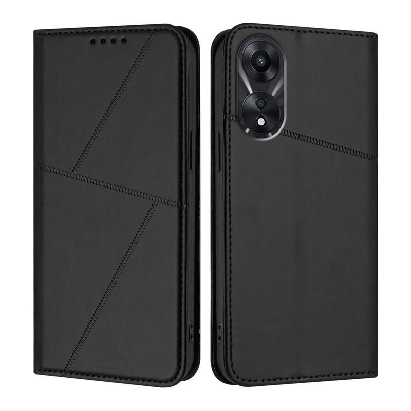 erorex For OPPO A78 5G / A1x Strong Magnetic Frosted Flip Leather Phone Case(Black) - Image 1