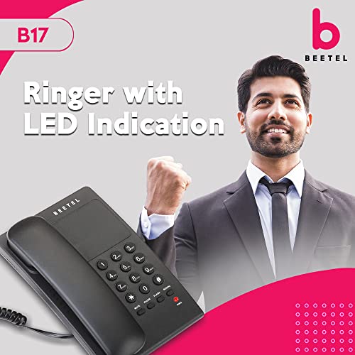 Beetel B17 Corded Landline Phone, Ringer Volume Control, LED for Ring Indication, Wall/Desk Mountable, Elegant Design,Clear Call Quality,Mute/Pause/Flash/Redial Function (Made in India) (Black)(B17) - Image 4