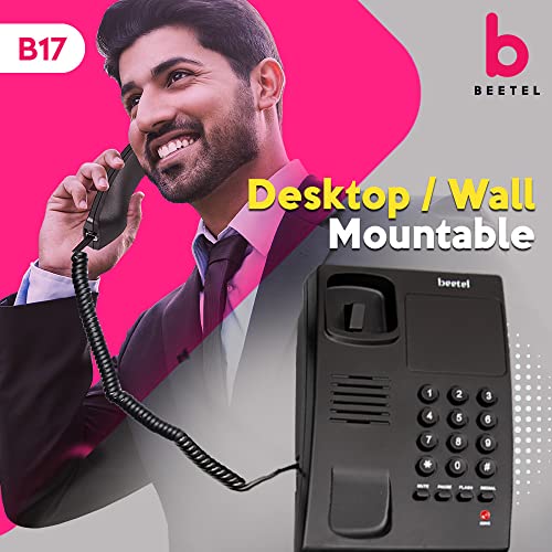 Beetel B17 Corded Landline Phone, Ringer Volume Control, LED for Ring Indication, Wall/Desk Mountable, Elegant Design,Clear Call Quality,Mute/Pause/Flash/Redial Function (Made in India) (Black)(B17) - Image 2