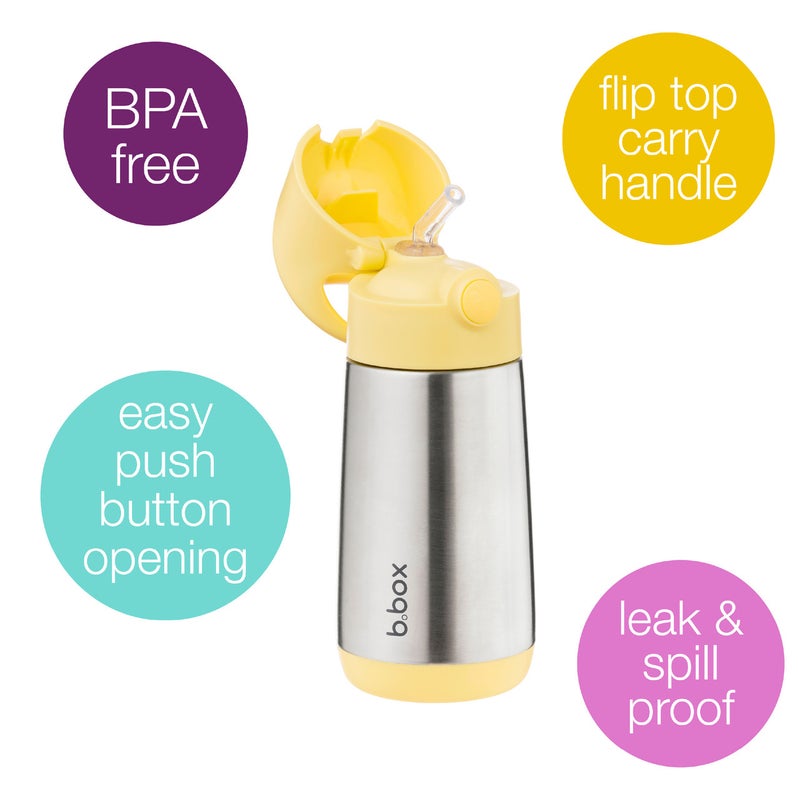 b.box Insulated Drink & Water Bottle | Insulated Double Wall Stainless Steel | Keeps Drinks Cold up to 8hrs, Warm up to 6hrs | 350ml/12(lemon twist) - Image 2