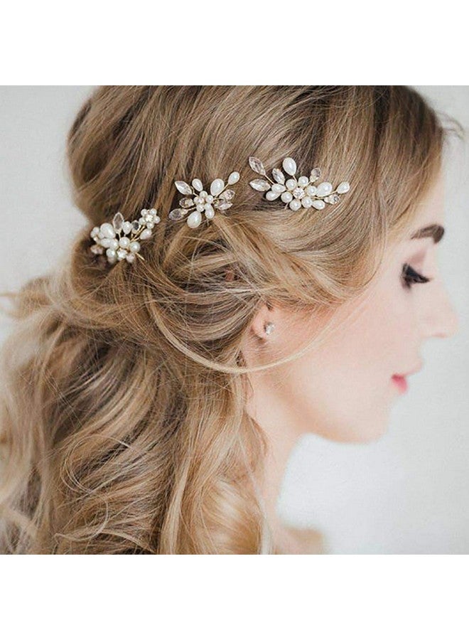 يونيكرا دبابيس شعر العروس الفضية لحفلات الزفاف واللؤلؤ وقطع شعر الزفاف وإكسسوارات الشعر على شكل زهرة وحجر الراين ومشابك شعر للحفلات الراقصة للنساء والفتيات (عبوة من 3 قطع) - Image 2