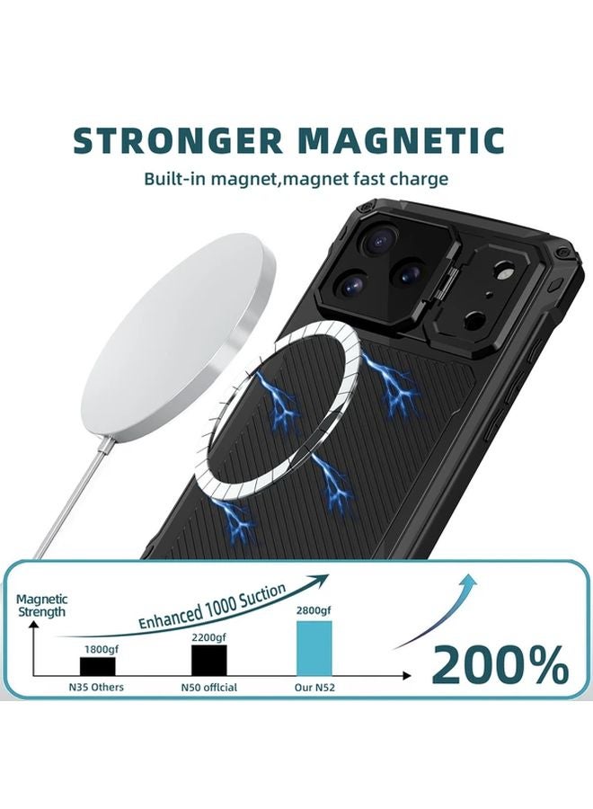 iPhone 17 Pro Max Silvery Armor Metal Magnetic Case Heavy Duty Shockproof Full Body Protection - Image 4