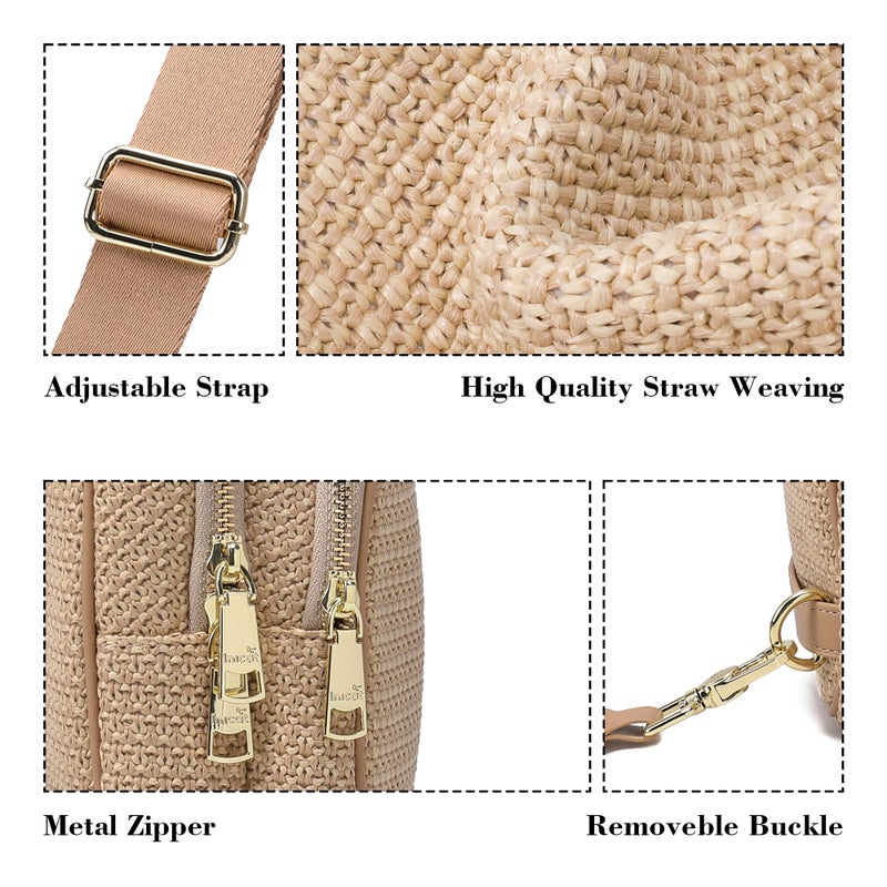 INICAT Small Faux Straw Crossbody Bag for Women, Lightweight Summer Beach Sling Purse for Everyday Errands and Casual Outings - Image 5