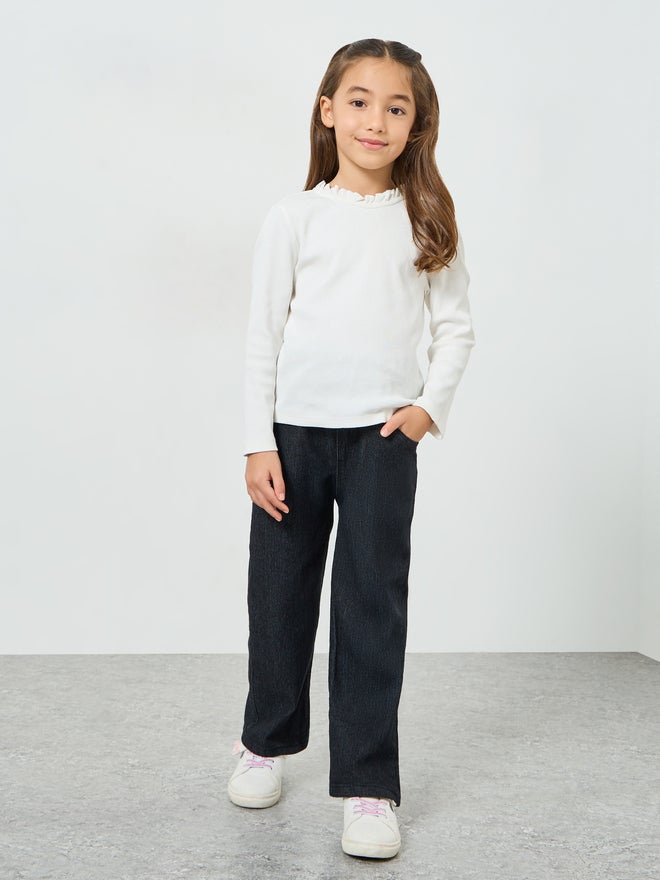 Styli Girls Black Cotton Straight Leg Jeans - Image 2