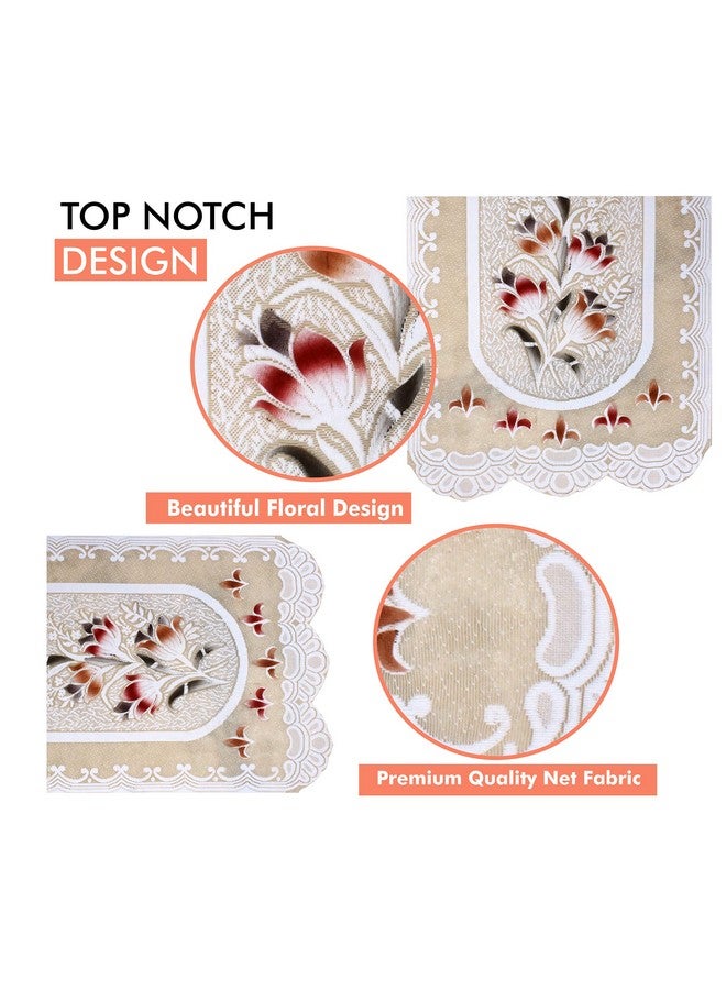 73Hours Net Fabric Floral 6 Piece Sofa  Chair Seat Cover, Color - Off White - Image 2