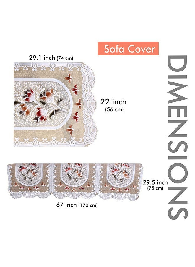 73Hours Net Fabric Floral 6 Piece Sofa  Chair Seat Cover, Color - Off White - Image 5