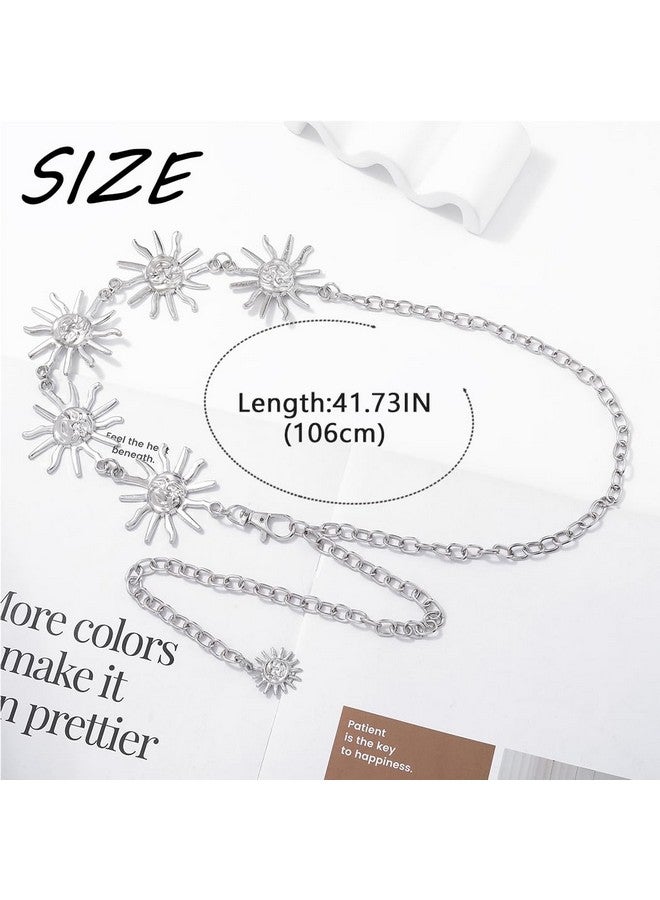 Urieo Boho Sun Chain Belt Silver Belly Chains Adjustable Metal Bikini Party Dress Waist Chain Body Jewelry Accessories For Women - Image 2