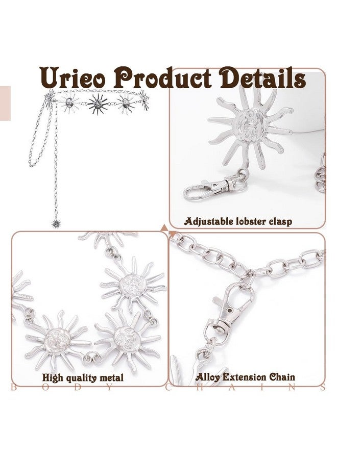 Urieo Boho Sun Chain Belt Silver Belly Chains Adjustable Metal Bikini Party Dress Waist Chain Body Jewelry Accessories For Women - Image 4