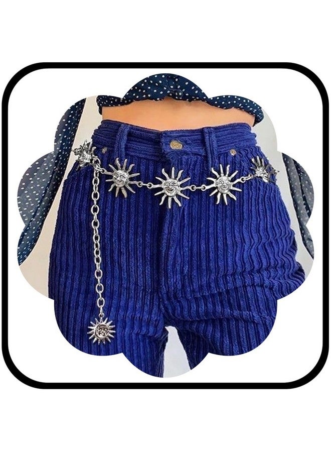 Urieo Boho Sun Chain Belt Silver Belly Chains Adjustable Metal Bikini Party Dress Waist Chain Body Jewelry Accessories For Women - Image 1