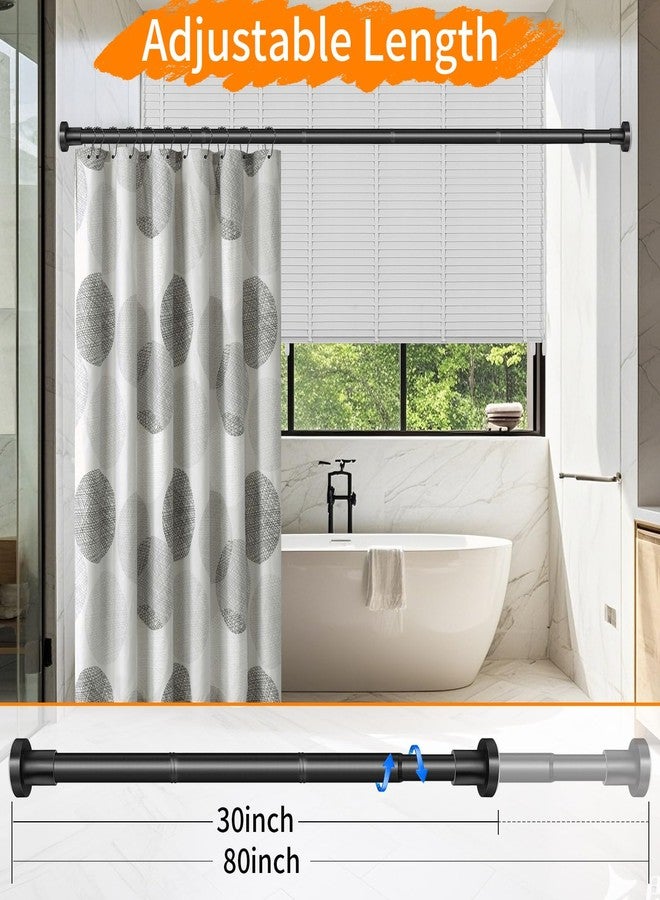 YNL Black Shower Curtain Rod 32-80 Inch Black, No-slip, No Drilling, No Rust Stainless Steel Tension Curtain Rod, Shower Rod for Bathroom Patio Bedroom - Image 3