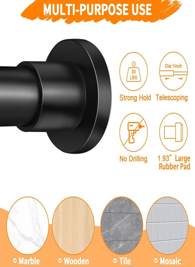 YNL Black Shower Curtain Rod 32-80 Inch Black, No-slip, No Drilling, No Rust Stainless Steel Tension Curtain Rod, Shower Rod for Bathroom Patio Bedroom - Image 4