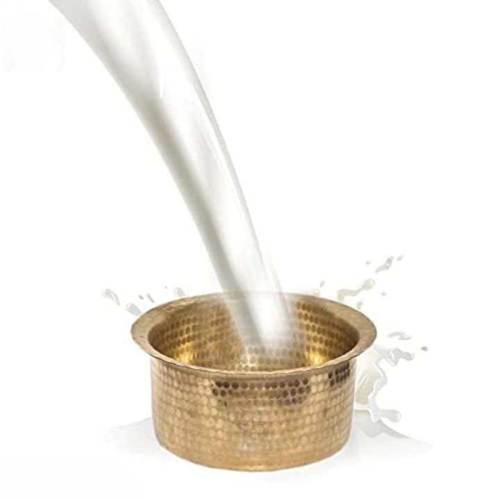 MUKE Brass Hammered patila Brass tope Brass cookware patila Round tapeli bhagona for Home & Kitchen (3 Liter) - Image 2